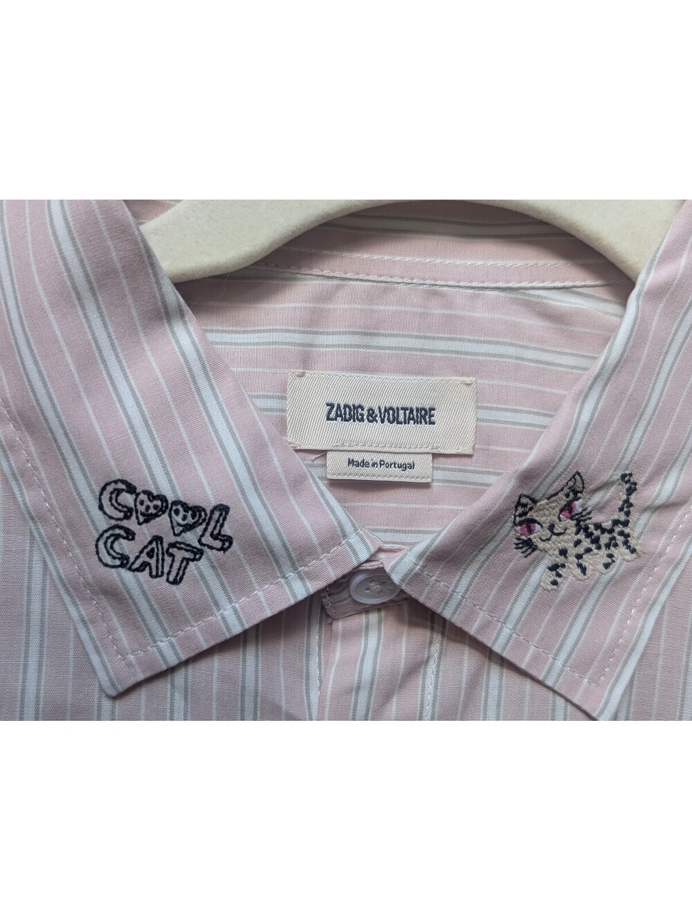 NWT ZADIG & VOLTAIRE SYDNA COOL CAT SHIRT EMBROIDERED COLLAR HUMBERTO CRUZ |  M